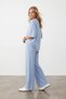 Women's blue crew neck three-quarter sleeve modal blouse and double pocket pant set alc-x15234 - 4