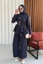 Shirt Collar with Gold Metal Accessories, Belted Skirt, Ruffled Shirt and Elastic Waist Pants Two-Piece Set - 5