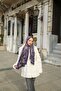 Noa Motif Patterned Shawl - Morcivert-Mink - 3