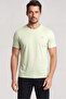 Men's Woven Fabric Plain Crew Neck Green T-Shirt
