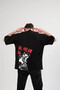 Unisex Crew Neck Printed Oversize T-Shirt - Black - 2
