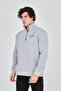 Men's Half Zipper Printed Sweat - Gray - 4