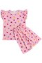 Girls Cotton Thin Summer Fabric Pink Colorful Hearts Pattern Short Ruffle Sleeve Shorts Pajama Set - 2