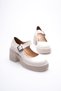 Women's Beige Patent Leather Casual Shoes Fs06Ms05B - 4