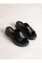 Rovella Black Genuine Leather Women's Slippers - 4