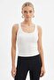 Women's Camisole Crew Neck Ribbed Flexible Basic White Blouse Undershirt