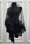 Black Bridal Veil Set, Embellished with Sparkling Sequins and Crystal Glass Beads, Henna Night Veil 6 Pieces - 2