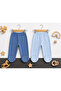 100% Cotton Double Booties Baby Pants Set – Indigo & Light Blue
