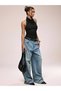 Black Draped Collar Ruffled Black Blouse - 5