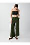 Khaki 100% Linen Regular Waist Woven Trousers - 2