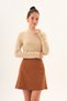 Beige Color Lycra Slim Fit Half Turtleneck Soft Textured Long Sleeve Bodysuit - 6