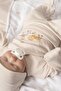 Natural Modal Cotton Newborn Double-Breasted Bodysuit Long Sleeve Snap Fastener Kimono Bodysuit L Safari Ecru - 4
