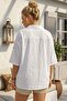 White Shirt Collar Short Sleeve Buttoned Mesh Pocket Embroidered Casual Cotton Woven Blouse 70 60 - 7