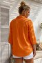 Orange Shirt Collar 3/4 Sleeve Buttoned Pocket Embroidered Casual Cotton Woven Shirt 73 60 - 5