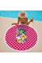Pink Checkerboard Patterned Modern Floral 150 cm Round Beach Towel - 2