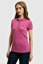 Women's Fuchsia Polo Collar Basic T-Shirt 50323461-Vr023 - 3