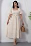 Square Neck Belted Dress Grs3980