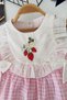 My Little One's Cicileri Strawberry Embroidery Detailed Gingham Baby Girl Dress - Pink - 3