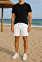 Men's Linen Shorts & Black - White Basic Cotton T-Shirt – Comfortable Fit, Breathable 3-Piece Set - 2
