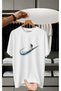 Unisex Oversize Printed Cotton Crew Neck Short Sleeve White T-Shirt Surfer Man