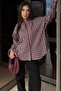 Red Oversize Checkered Women's Shirt Mg2822 - 3