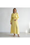 Women's Ruffled Poplin Dress-Yellow - 3