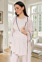 New Season Powder Double-Breasted Collar Short Sleeve Design Ribbed Summer Maternity Pajama Set - 4