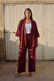 Comfortable Fit Wrinkled Fabric Trouser Suit Kimono
