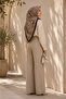 Brown Mink Color Rose Patterned Cotton Soft Square Scarf Nazende Series - 3