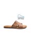 Genuine Leather Soft Sole Flat Heeled Tan Color Women's Slippers - 2