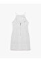 Cotton Halter Neck Embroidered Bodycon Mini Scallop Dress - 4