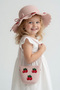 Gift Set for Girls with Cherry Figure, Powder Pink Straw Hat and Bag |   Suit for Summer Beach - 4