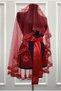 Red Bridal Veil Set, Glass Beads and Pearl Decorations, Henna Night Veil Face Cover Set 6 Pieces