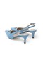 Grace Blue Color Metal Button Women's Heeled Shoes - 9