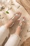 Concetta Imported Special Series Gold Stone Detail Orthopedic Women's Sandals White