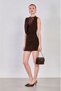 Women's Degaje Collar Lace Detailed Short Dress - Bitter Brown - 3