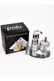 Glass Salt and Pepper Shaker Set with Sauce Bowl and Napkin Holder - 3