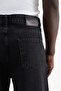 Men's Studs Embellished Baggy Jean Trousers Black Light Stone - 6