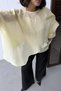 Women's Summer Yellow Oversize Loose Asymmetrical Cut Transparent Summer Stylish Shirt Cape Blouse - 6