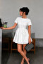 Women's Short Sleeve Ruffle Detailed Mini Flared Dress - 3