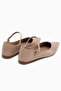 Minya Beige Pointed Toe Women's Ballerinas - 5