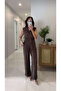 Woley Brown Bird's Eye Detailed Vest and Trousers Set - 6