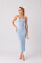 Women's Strappy Ribbed Slim Fit Midi Knitwear Dress