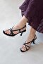Lubin Women's Heeled Wrinkled Leather Sandals Black - 2
