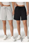 2-Piece Shorts for Women (Black-Grey) Basic Summer Shorts Set - Comfortable Fit Above the Knee, 2-Piece Economical Pack
