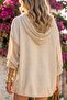 Alaçatı Linen Beige2 Washed Linen Mesh Tied Hooded Blouse - 3