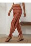 Women's High Waist Patterned Cuffed Trousers with Side Slits in Single Jersey Fabric - 3