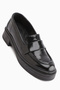 Britha Genuine Leather Black Patent Leather Penny Loafer Women's Casual Shoes