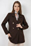 Women's Double-Breasted Collar Double-Button Brown Jacket - 4