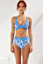 Women's Bikini Set Triangle Cap Sleeveless High Waist Hipster Bottom Floral Patterned Without Underwire Knitted Raschel - 4